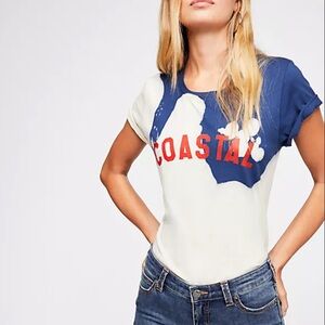 FREE PEOPLE x SUB_URBAN RIOT Coastal Cotton T-Shirt in Indigo Dye Size M NWT